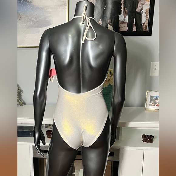NWT Uncommon Sense One Piece Bikini Swimsuit White Iridescent Gold Shimmer S - Picture 3 of 3